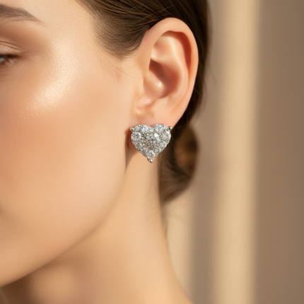 Heart Crystal Stud Earrings with Durable Alloy & Stainless Steel | Elegant Fashion Jewelry Gift for Mothers Day