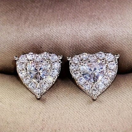 Heart Crystal Stud Earrings with Durable Alloy & Stainless Steel | Elegant Fashion Jewelry Gift for Mothers Day