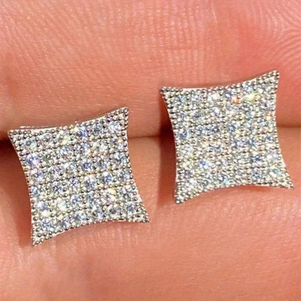 Square Rhinestone Stud Earrings with Elegant Design | Lightweight Fashion Jewelry for Mother's Day Gift