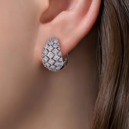 Crystal Cluster Stud Earrings with Silver Plating | Elegant Gift for Mother's Day and Special Occasions