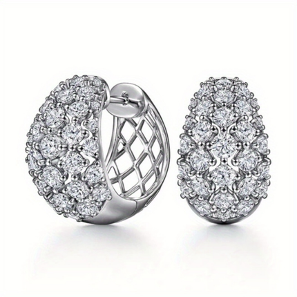 Crystal Cluster Stud Earrings with Silver Plating | Elegant Gift for Mother's Day and Special Occasions