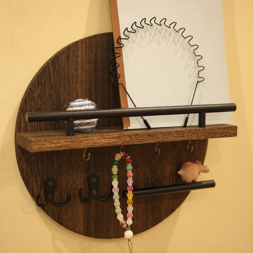 Eco-Friendly Wooden Key Holder for Wall with Stylish Hooks | Modern Organizer for Neat Entryways 2