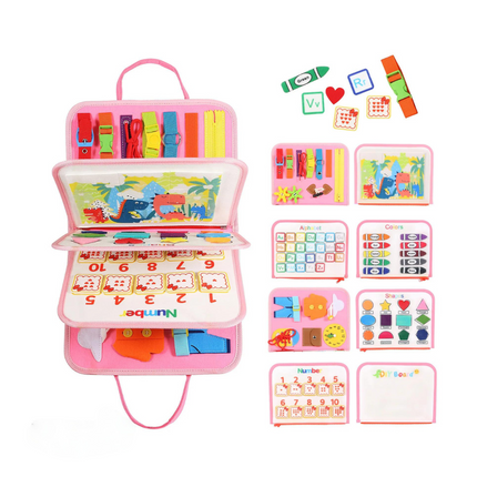 Montessori Busy Board for Toddlers with Zippers & Shape Matching | Interactive Learning Toy for Fine Motor Skills