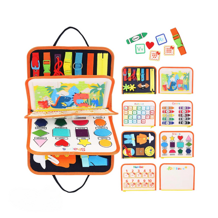 Montessori Busy Board for Toddlers with Zippers & Shape Matching | Interactive Learning Toy for Fine Motor Skills