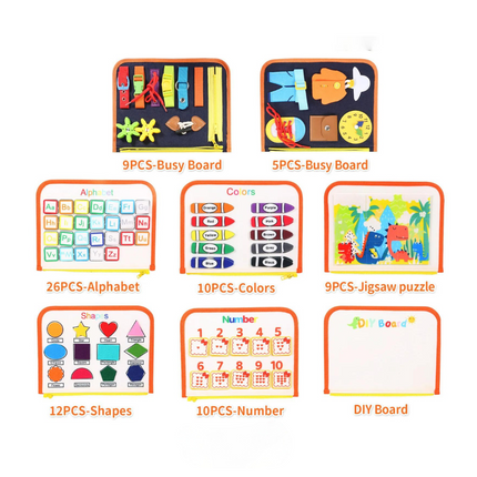 Montessori Busy Board for Toddlers with Zippers & Shape Matching | Interactive Learning Toy for Fine Motor Skills