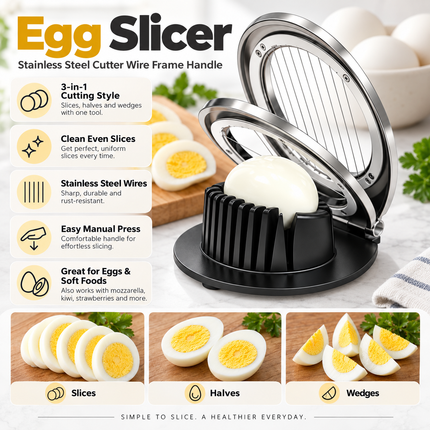 Egg Slicer Stainless Steel, 3 in 1 Egg Cutter with Wire Frame and Handle, Hard Boiled Egg Slicer for Salads_03