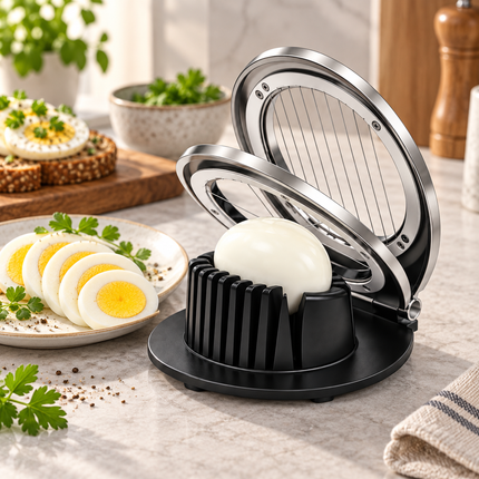 Egg Slicer Stainless Steel, 3 in 1 Egg Cutter with Wire Frame and Handle, Hard Boiled Egg Slicer for Salads_00