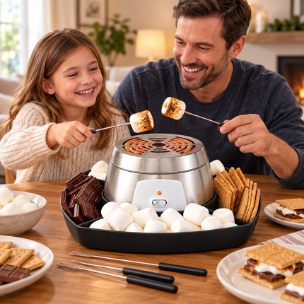 Smores Maker Indoor, Electric Marshmallow Roaster with 4 Smores Skewers and Tray, Compact Smores Machine for Family Fun_03