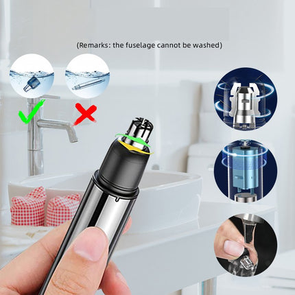 Nose Hair Trimmer Rechargeable, Electric Nose Hair Trimmer with Stainless Steel Double Blade – image 6