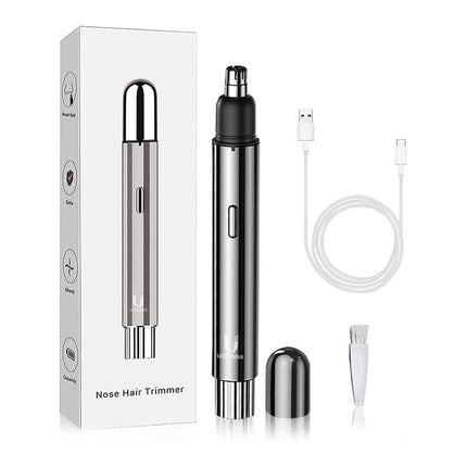 Nose Hair Trimmer Rechargeable, Electric Nose Hair Trimmer with Stainless Steel Double Blade, Ear and Eyebrow Trimmer
