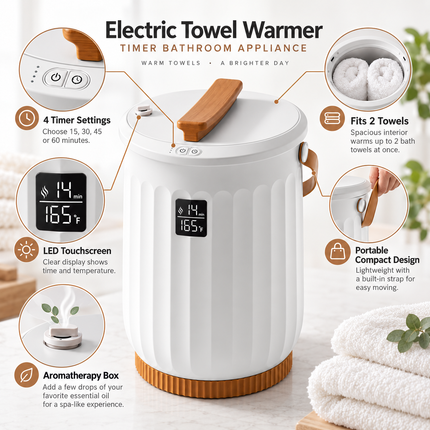 Towel Warmer for Bathroom, Electric Towel Warmer with Timer and Aromatherapy Box, Portable Towel Heater for Home Spa_04