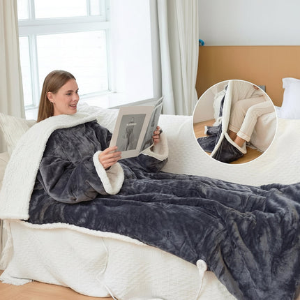 Electric Heated Blanket with Wearable Design & 6 Heat Settings | Cozy Sherpa Fleece for Ultimate Comfort