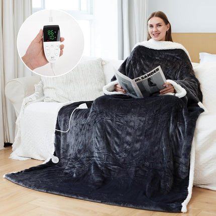 Wearable Electric Heated Blanket with Sherpa Fleece | 6 Heat Settings for Ultimate Comfort and Warmth