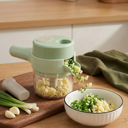 Electric Vegetable Chopper with Stainless Steel Blades | Wireless Kitchen Cutter for Quick Meal Prep
