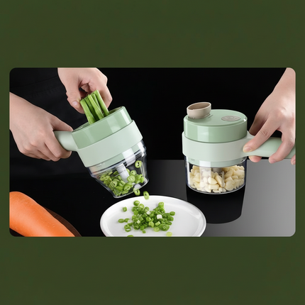 Electric Vegetable Chopper with Stainless Steel Blades | Wireless Kitchen Cutter for Quick Meal Prep