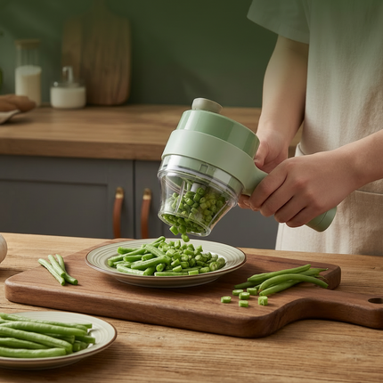 Electric Vegetable Chopper with Stainless Steel Blades | Wireless Kitchen Cutter for Quick Meal Prep