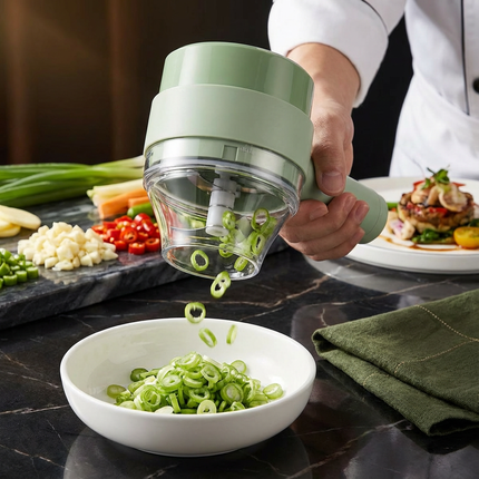 Electric Vegetable Chopper with Stainless Steel Blades | Wireless Kitchen Cutter for Quick Meal Prep