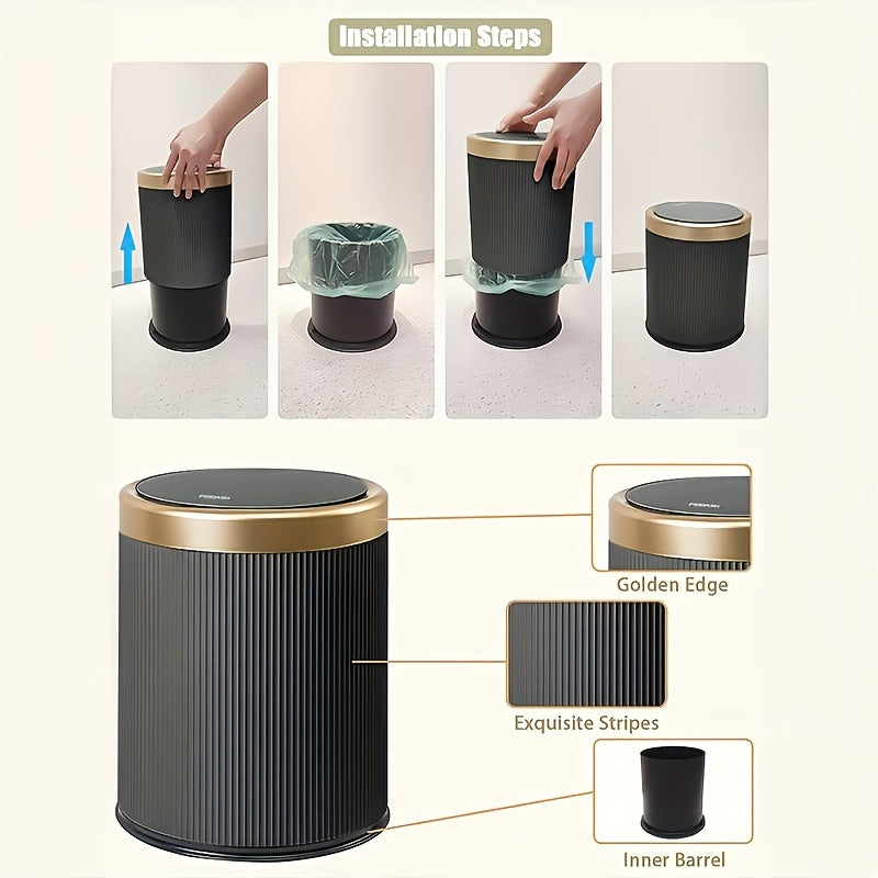 Elegant Oval Kitchen Trash Can with Odour-Sealing Design | Stylish Waste Bin for Modern Interiors 4