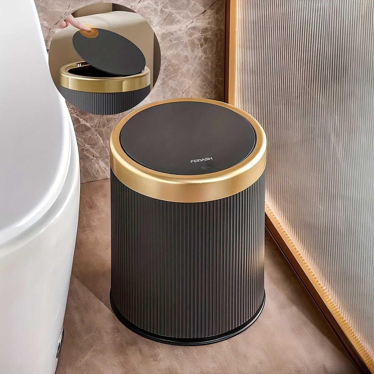 Elegant Oval Kitchen Trash Can with Odour-Sealing Design | Stylish Waste Bin for Modern Interiors 5