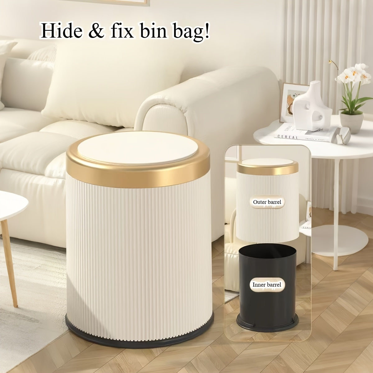 Elegant Oval Kitchen Trash Can with Odour-Sealing Design | Stylish Waste Bin for Modern Interiors 8