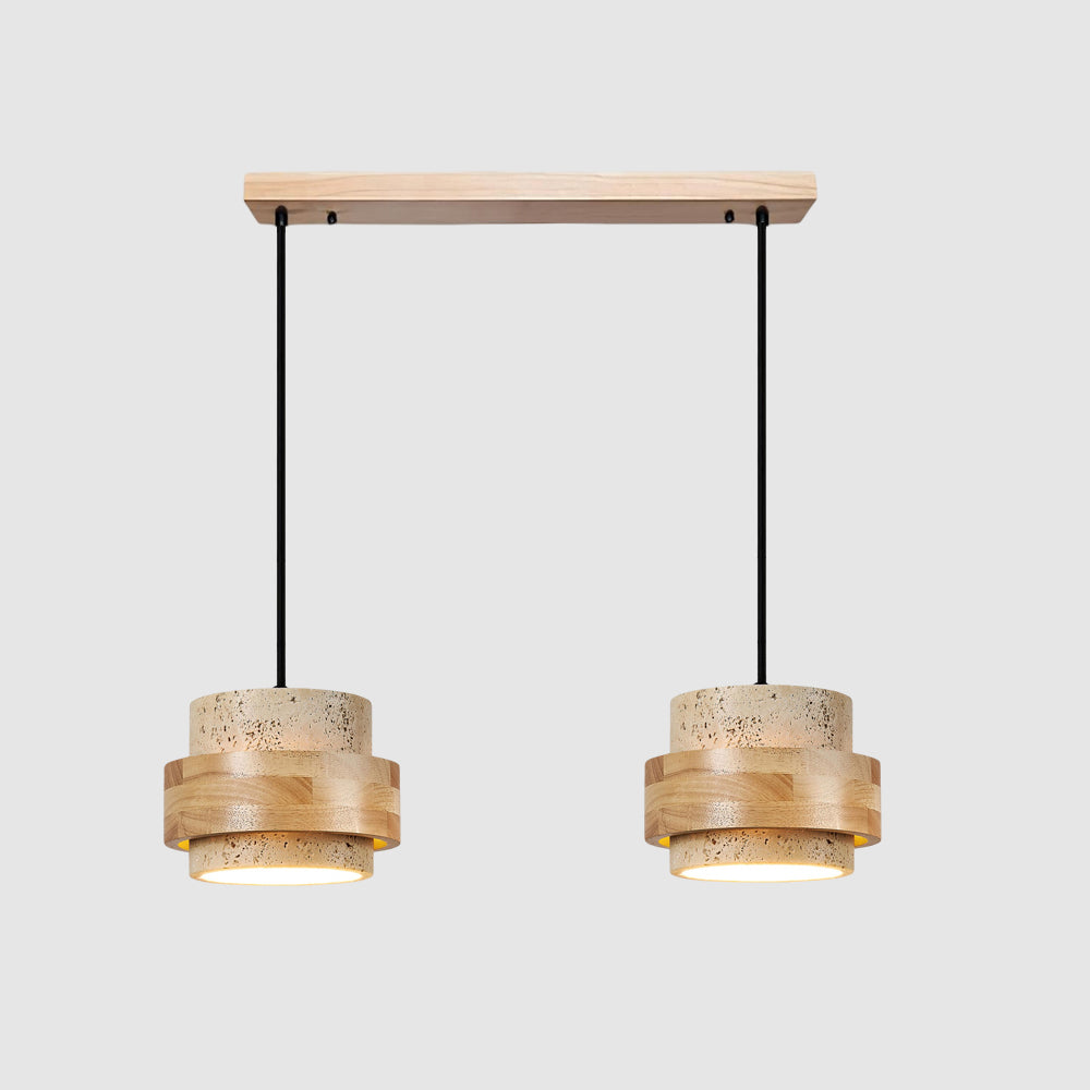 Elegant Pendant Lighting | Genuine Travertine Shade with Walnut Accent | Soft Ambient Glow for Luxurious Spaces 12