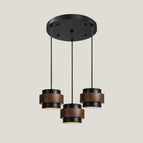 3 Heads Dia 30cm x H 150cm / Ø 11.8″ x H 59″ / Walnut Color & Black Travertine