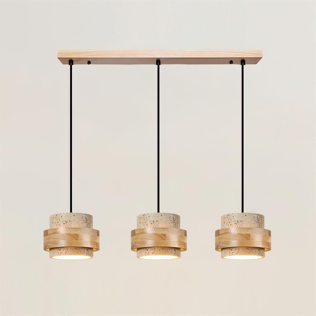 Elegant Pendant Lighting | Genuine Travertine Shade with Walnut Accent | Soft Ambient Glow for Luxurious Spaces 16