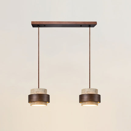 Elegant Pendant Lighting | Genuine Travertine Shade with Walnut Accent | Soft Ambient Glow for Luxurious Spaces 18
