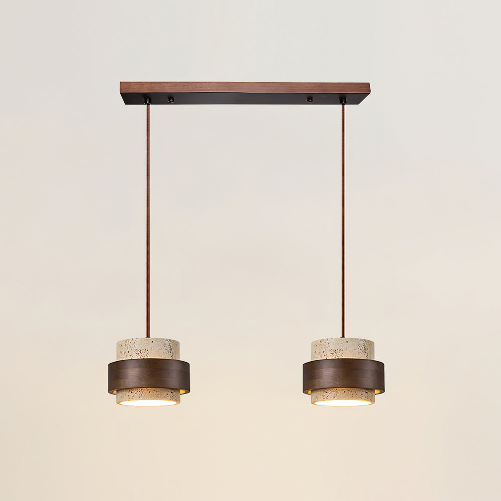 Elegant Pendant Lighting | Genuine Travertine Shade with Walnut Accent | Soft Ambient Glow for Luxurious Spaces 18