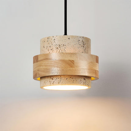 Elegant Pendant Lighting | Genuine Travertine Shade with Walnut Accent | Soft Ambient Glow for Luxurious Spaces 19