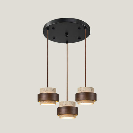Elegant Pendant Lighting | Genuine Travertine Shade with Walnut Accent | Soft Ambient Glow for Luxurious Spaces 22