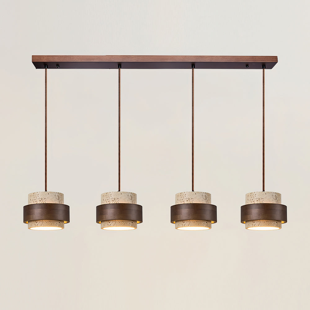 Elegant Pendant Lighting | Genuine Travertine Shade with Walnut Accent | Soft Ambient Glow for Luxurious Spaces 9