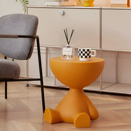 Round Coffee Table with Durable Plastic Design | Modern Accent Stool for Living Room or Bedroom Use