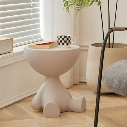 Round Coffee Table with Durable Plastic Design | Modern Accent Stool for Living Room or Bedroom Use