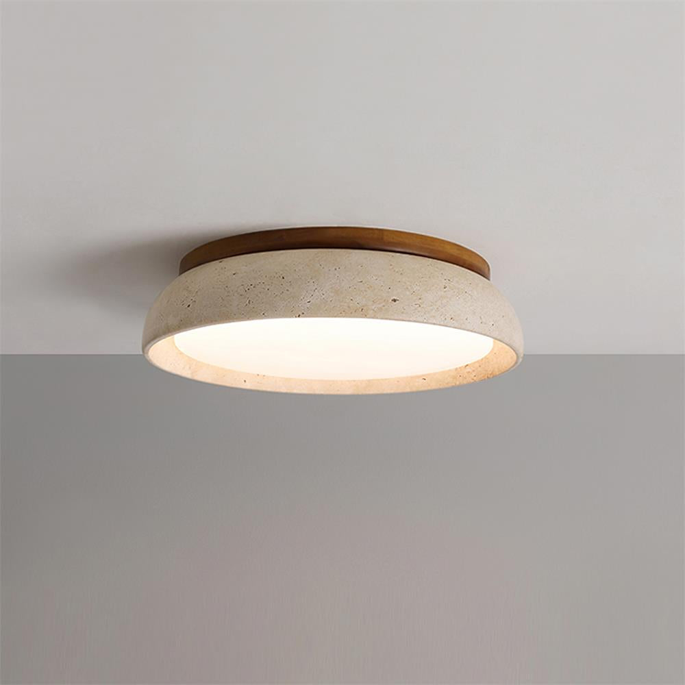 Elegant Travertine | Flush Mount Ceiling Light with Warm LED Glow | Unique Design for Cozy Interiors 0