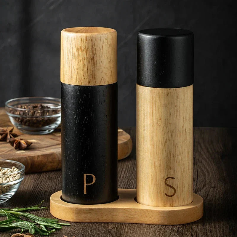 Elegant Wood Salt and Pepper Grinders with Adjustable Mechanism | Stylish Kitchen Accessory for Custom Seasoning 0