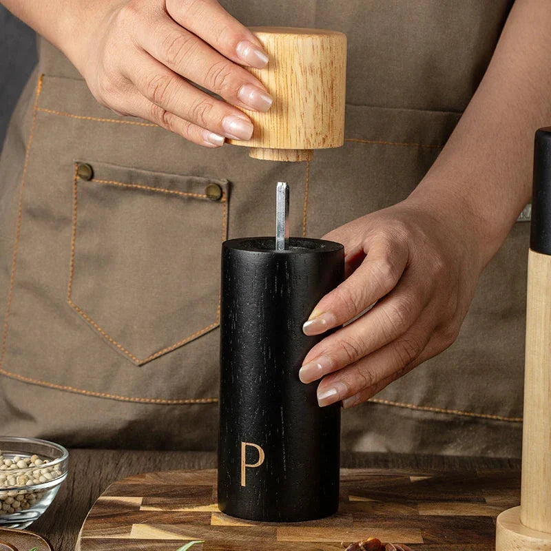 Elegant Wood Salt and Pepper Grinders with Adjustable Mechanism | Stylish Kitchen Accessory for Custom Seasoning 2
