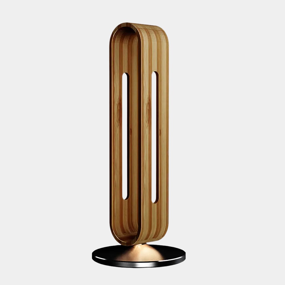 Elegant Wooden Headphone Stand with Metal Accents | Stylish Holder for Organized Desk Space 0