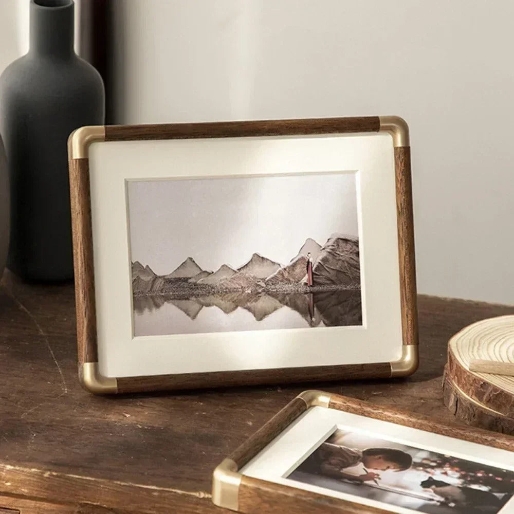 Elegant Wooden Photo Frame with Brass Accents | Vintage Design for Cherished Memories 4