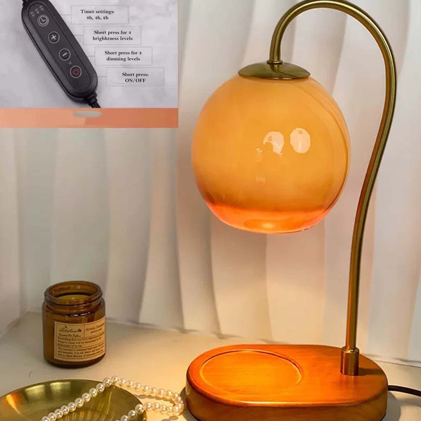 Elegant | Candle Warmer Lamp with Adjustable Brightness Control | Flameless Wax Melter for Safe Home Fragrance 2
