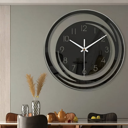 Wall Clock with Silent Quartz Movement | Modern Black Acrylic Design for Serene Home Decor