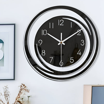Wall Clock with Silent Quartz Movement | Modern Black Acrylic Design for Serene Home Decor
