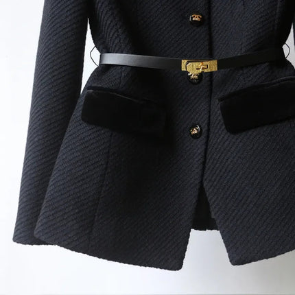 Womens Blazer Military Style, Tailored Blazer for Women in Wool Blend with Gold Buttons and Belt – image 5
