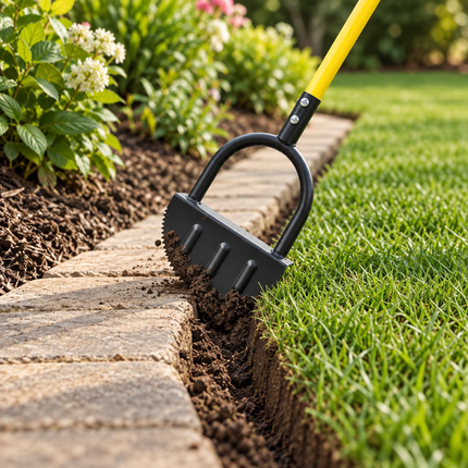 Manual Lawn Edger with Steel Blade, Garden Edger with Footrest, Half Moon Edger, Lawn Edging Tool for Flower Beds_01