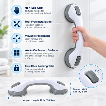 Shower Grab Bar for Elderly, Suction Cup Bathtub Grab Bar, No Drill Shower Safety Bar for Tile and Glass_04