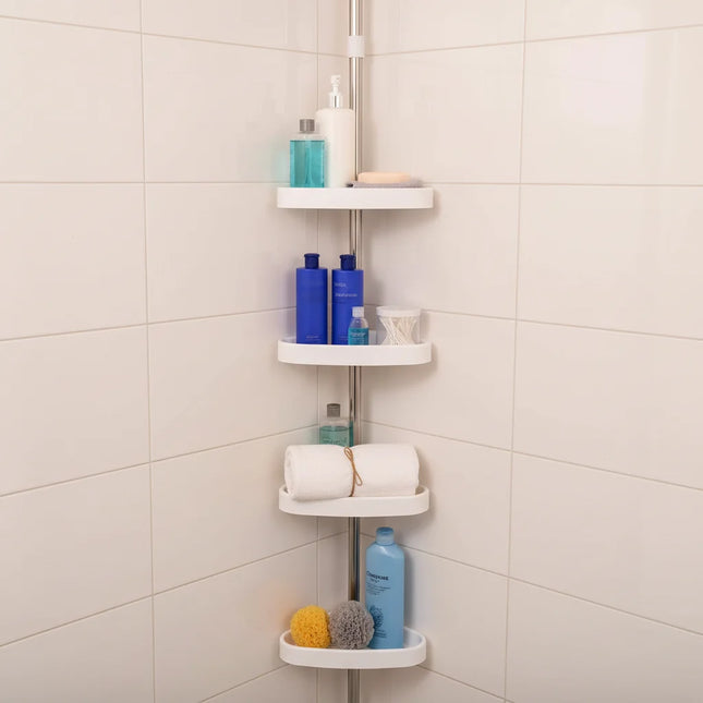 Shower Caddy Corner with Tension Pole, Shower Shelves for Bathroom Storage, Bathroom Organizer Rack for Shampoo_00