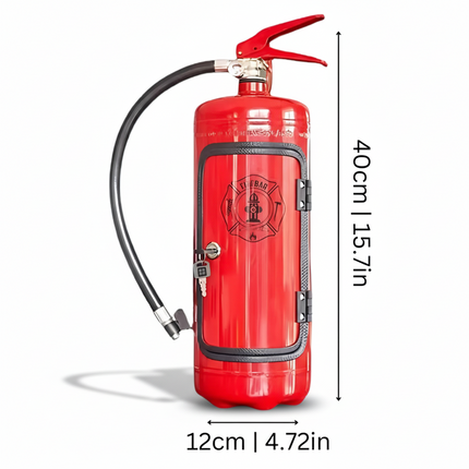 Industrial Mini Bar Cabinet with Handmade Metal Design | Unique Fire Extinguisher Style for Home Entertaining