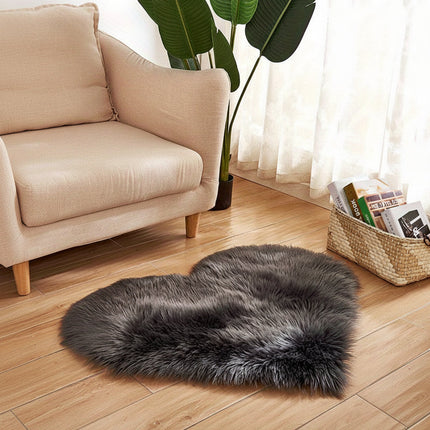 Heart Shaped Plush Area Rug with Non-Slip Suede Backing | Cozy Indoor Floor Mat for Bedroom and Living Room