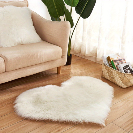 Heart Shaped Plush Area Rug with Non-Slip Suede Backing | Cozy Indoor Floor Mat for Bedroom and Living Room