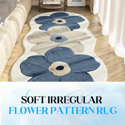 Floral Area Rug with Irregular Shape for Cozy Bedroom Comfort | Soft Non-Slip Floor Mat